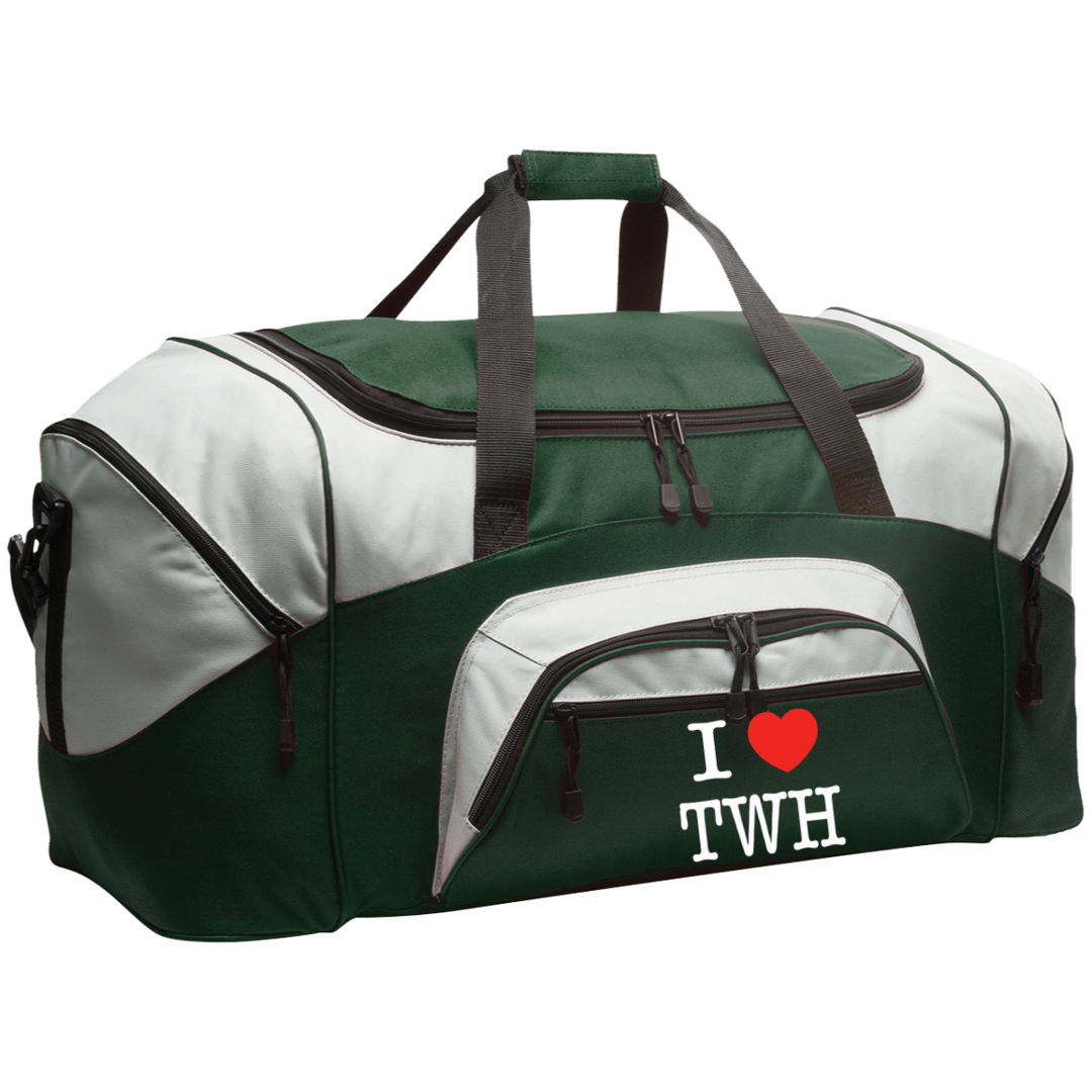 I LOVE TWH WHITE BG99 Colorblock Sport Duffel