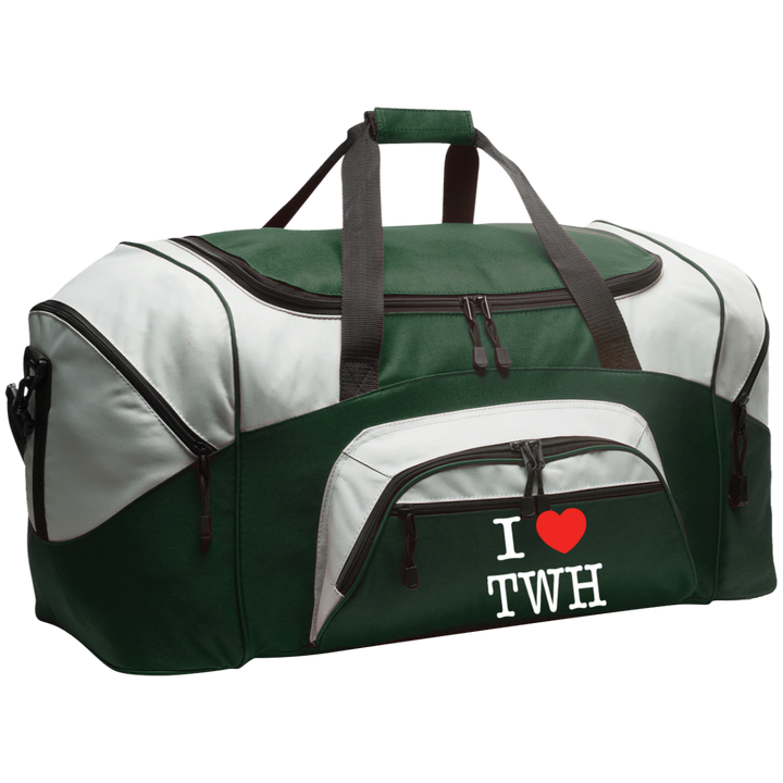 I LOVE TWH WHITE BG99 Colorblock Sport Duffel