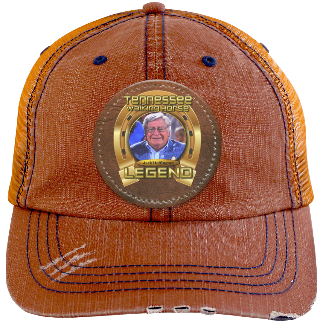 JACK HEFFINGTON (Legends Series) HAT 6990 Distressed Unstructured Trucker Cap - Patch