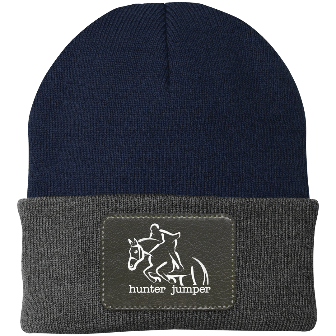 HUNTER JUMPER BLACK LEATHER CP90 Knit Cap - Patch