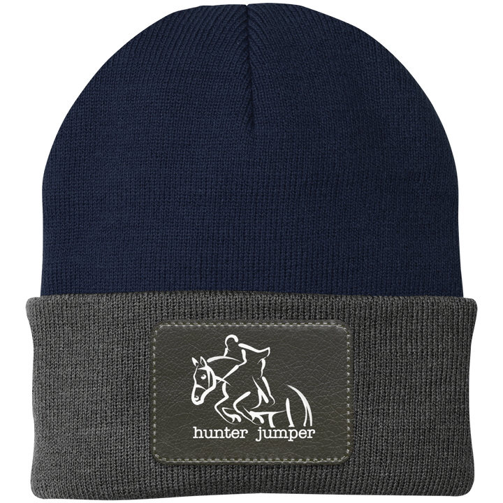 HUNTER JUMPER BLACK LEATHER CP90 Knit Cap - Patch