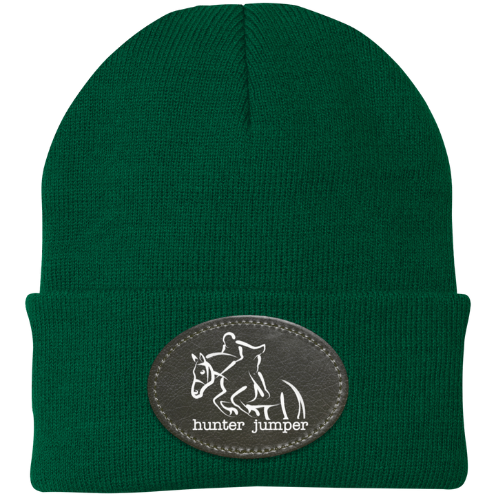 HUNTER JUMPER BLACK LEATHER CP90 Knit Cap - Patch