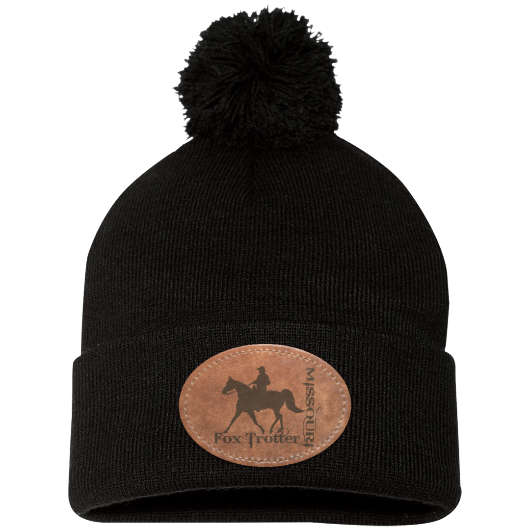 MISSOURI FOX TROTTER ON LEATHER SP15 Pom Pom Knit Cap - Patch