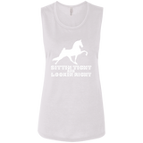 SITTIN TIGHT LOOKIN RIGHT TWH PERFORMANCE(WHITE) B8803 Ladies' Flowy Muscle Tank