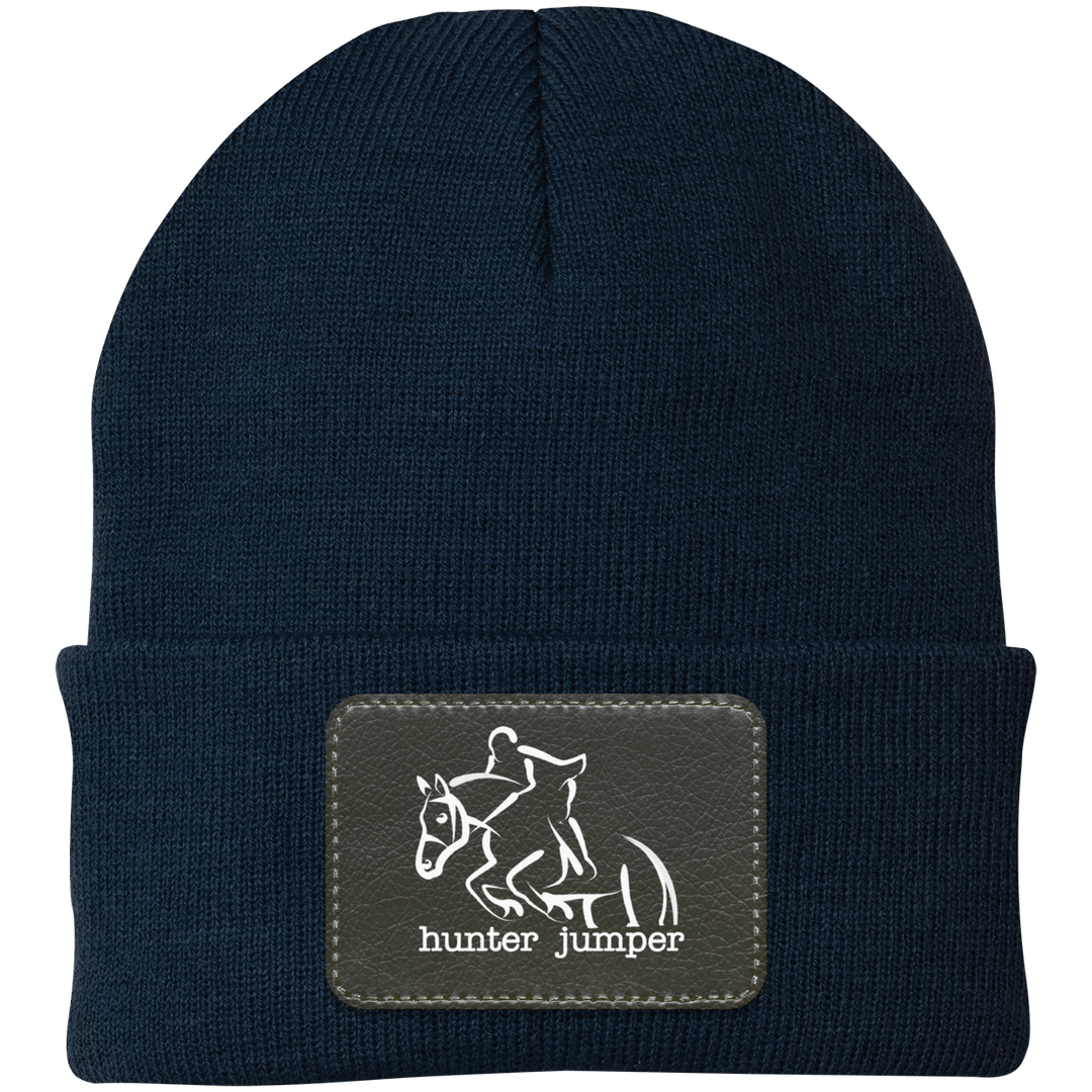 HUNTER JUMPER BLACK LEATHER CP90 Knit Cap - Patch