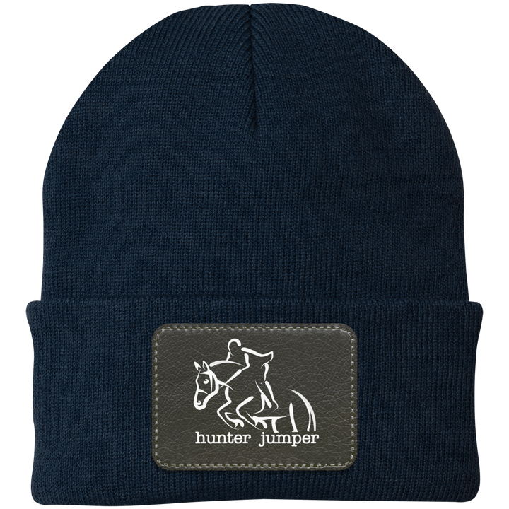 HUNTER JUMPER BLACK LEATHER CP90 Knit Cap - Patch