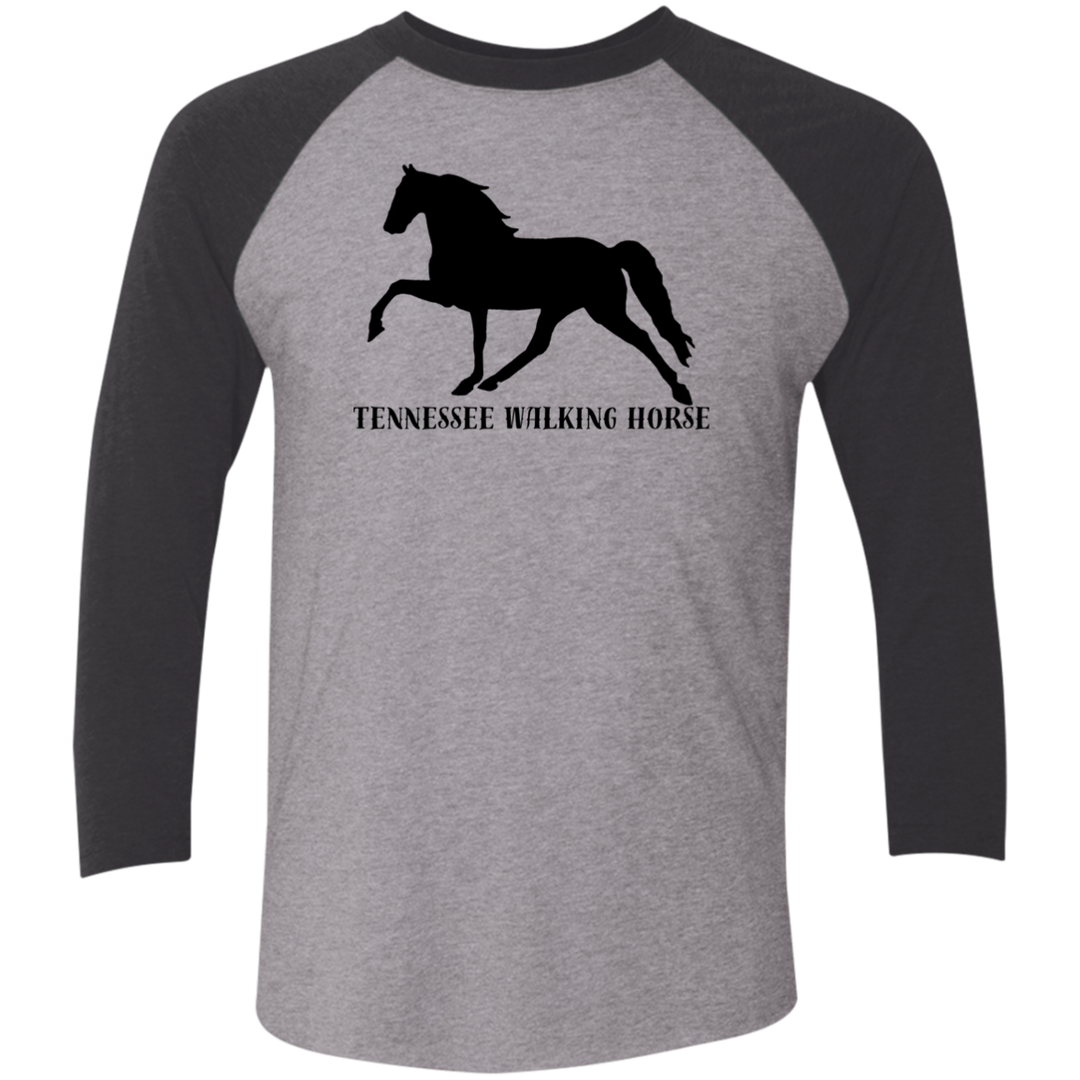 Tennessee Walker (black) 4HORSE NL6051 Tri-Blend 3/4 Sleeve Raglan T-Shirt