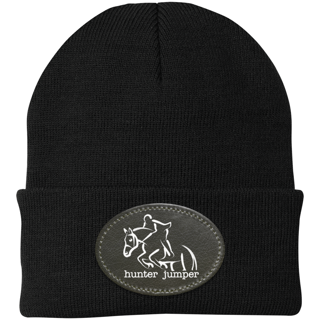 HUNTER JUMPER BLACK LEATHER CP90 Knit Cap - Patch