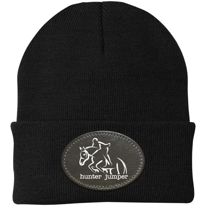 HUNTER JUMPER BLACK LEATHER CP90 Knit Cap - Patch