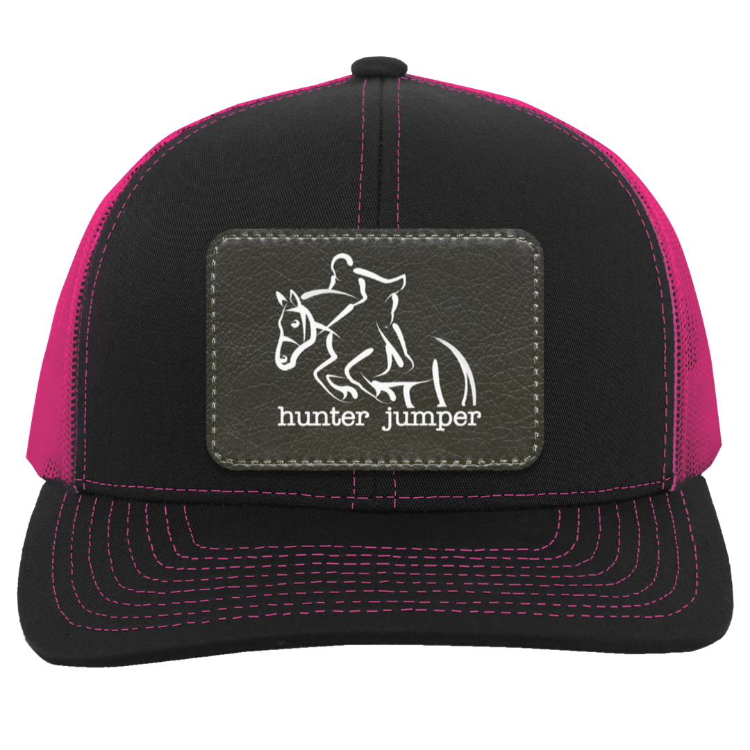 HUNTER JUMPER BLACK LEATHER 104C Trucker Snap Back - Patch