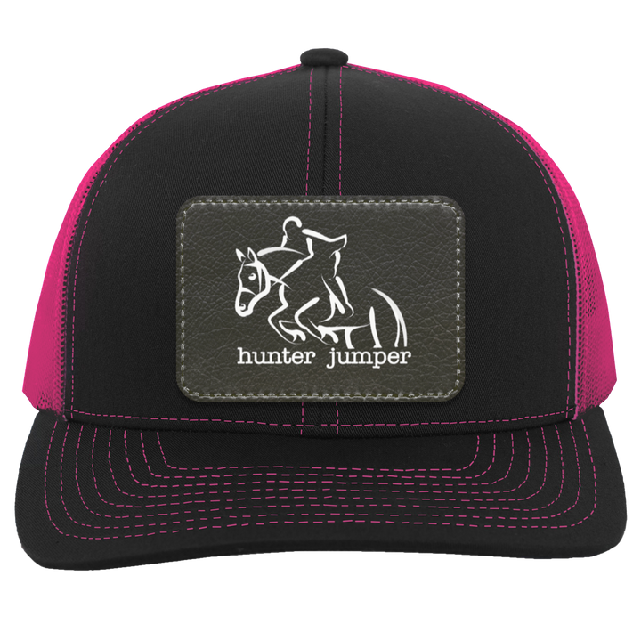 HUNTER JUMPER BLACK LEATHER 104C Trucker Snap Back - Patch