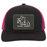 HUNTER JUMPER BLACK LEATHER 104C Trucker Snap Back - Patch