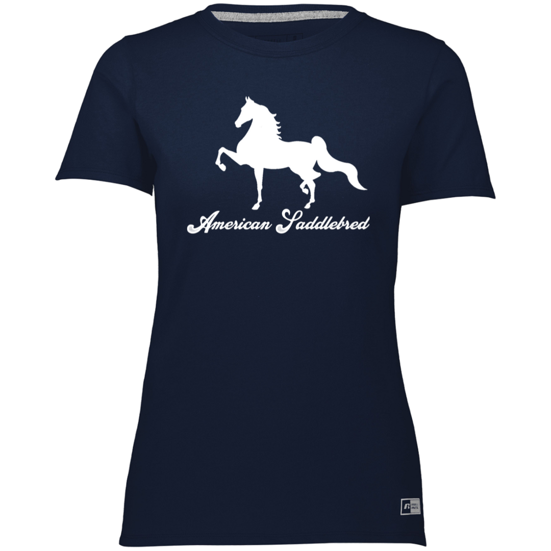 AMERICAN SADDLEBRED (DESIGN 1) WHITE 4HORSE 64STTX Ladies’ Essential Dri-Power Tee