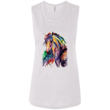 EQUINE ABSTRACT 1 4HORSE B8803 Ladies' Flowy Muscle Tank