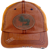 FRIESIAN ON LEATHER 6990 Distressed Unstructured Trucker Cap - Patch