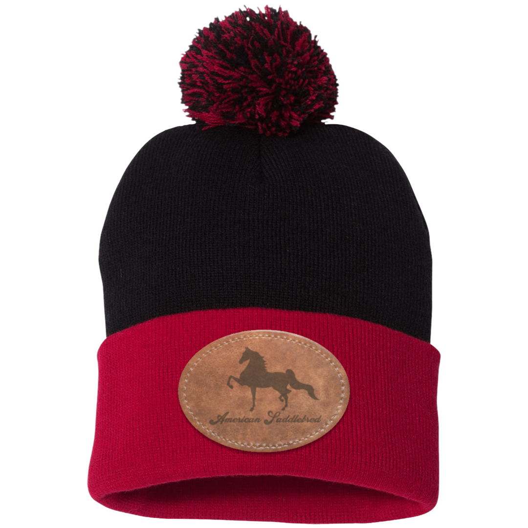 AMERICAN SADDLEBRED ON LEATHER SP15 Pom Pom Knit Cap - Patch