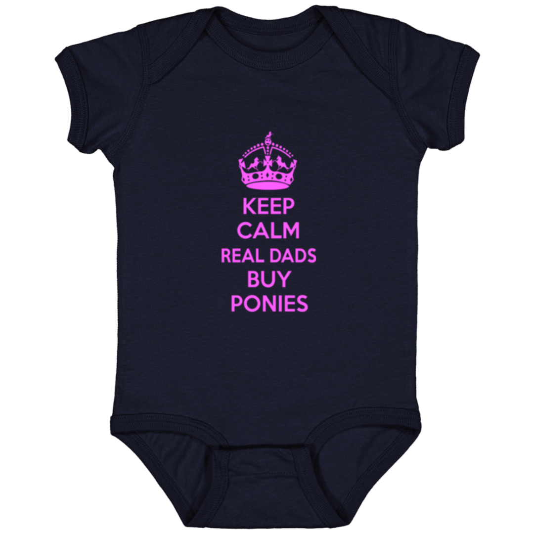 REAL DADS BUY PONIES (pink) 4424 Infant Fine Jersey Bodysuit