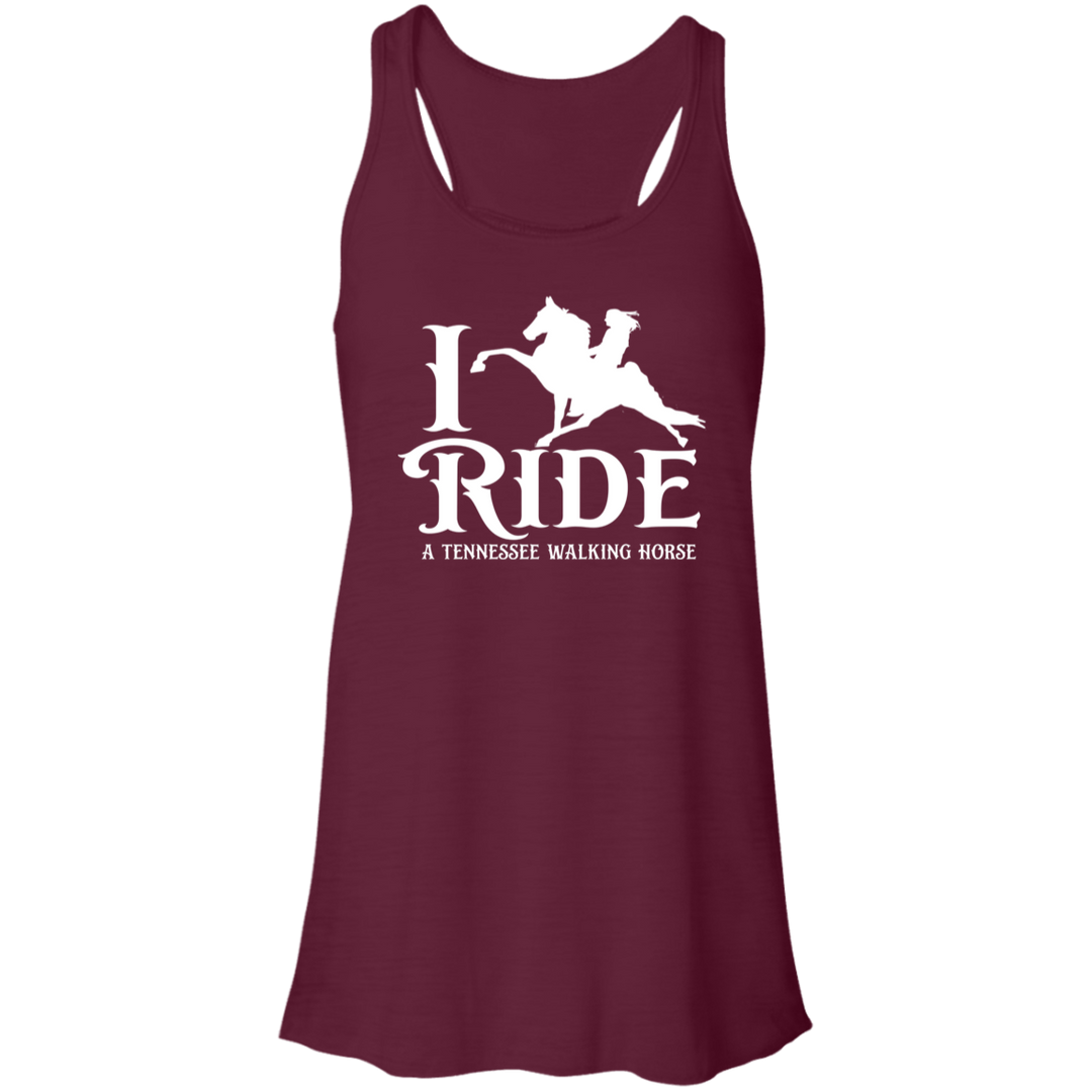 I RIDE A WALKING HORSE B (WHITE) B8800 Flowy Racerback Tank
