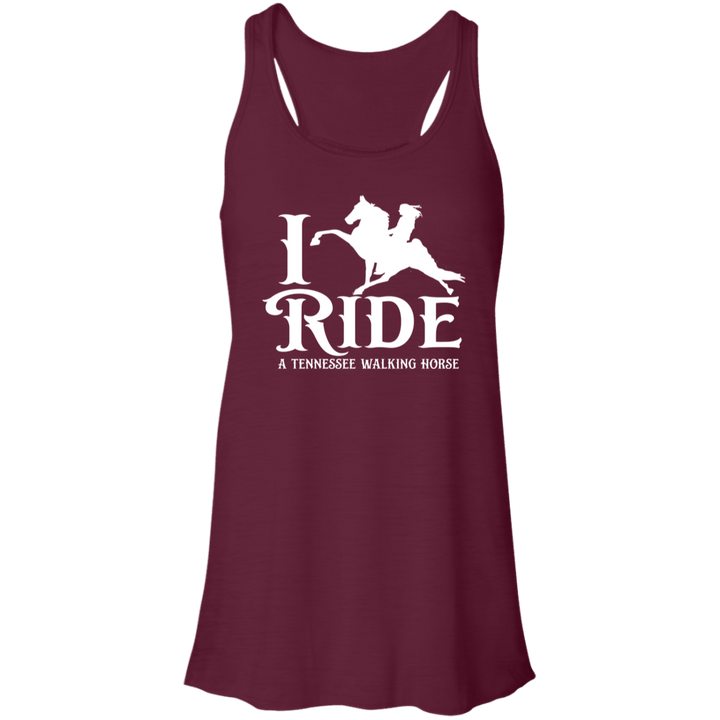 I RIDE A WALKING HORSE B (WHITE) B8800 Flowy Racerback Tank