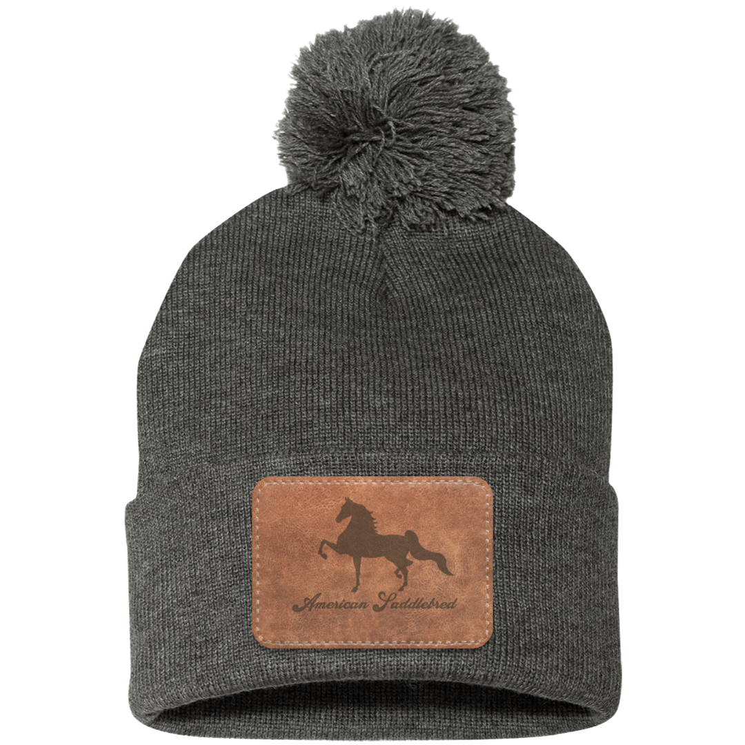 AMERICAN SADDLEBRED ON LEATHER SP15 Pom Pom Knit Cap - Patch