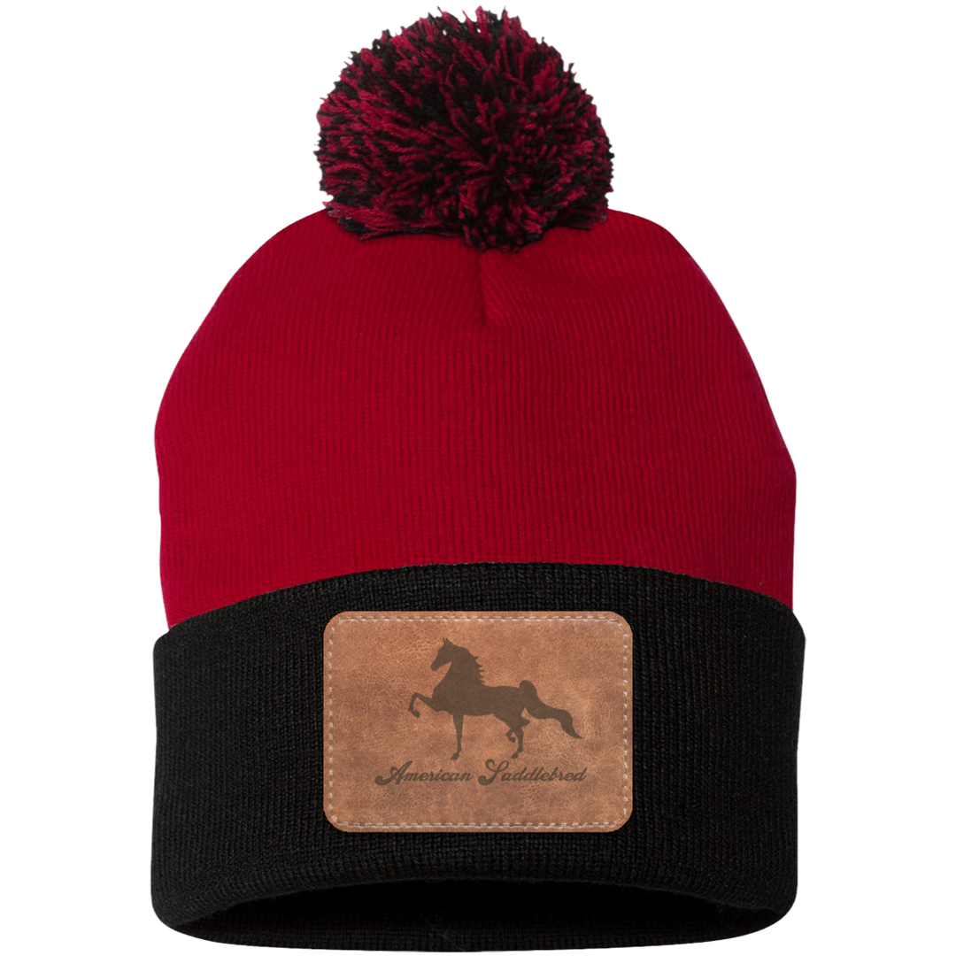 AMERICAN SADDLEBRED ON LEATHER SP15 Pom Pom Knit Cap - Patch