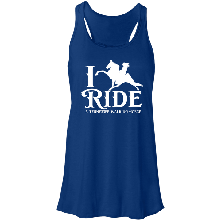 I RIDE A WALKING HORSE B (WHITE) B8800 Flowy Racerback Tank
