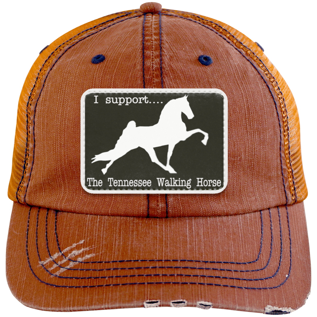 I SUPPORT THE TWH -RECTANGLE 6990 Distressed Unstructured Trucker Cap - Patch