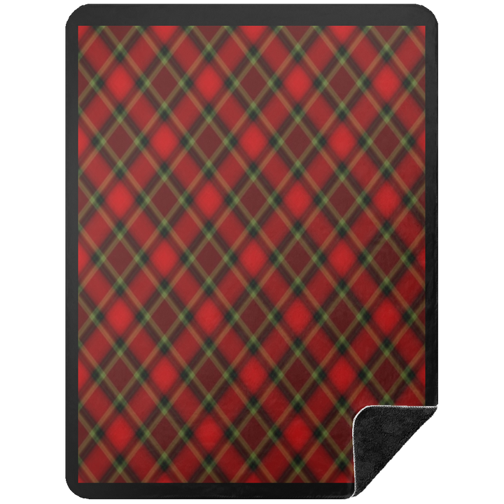 RED TARTAN BSHL Premium Black Sherpa Blanket 60x80