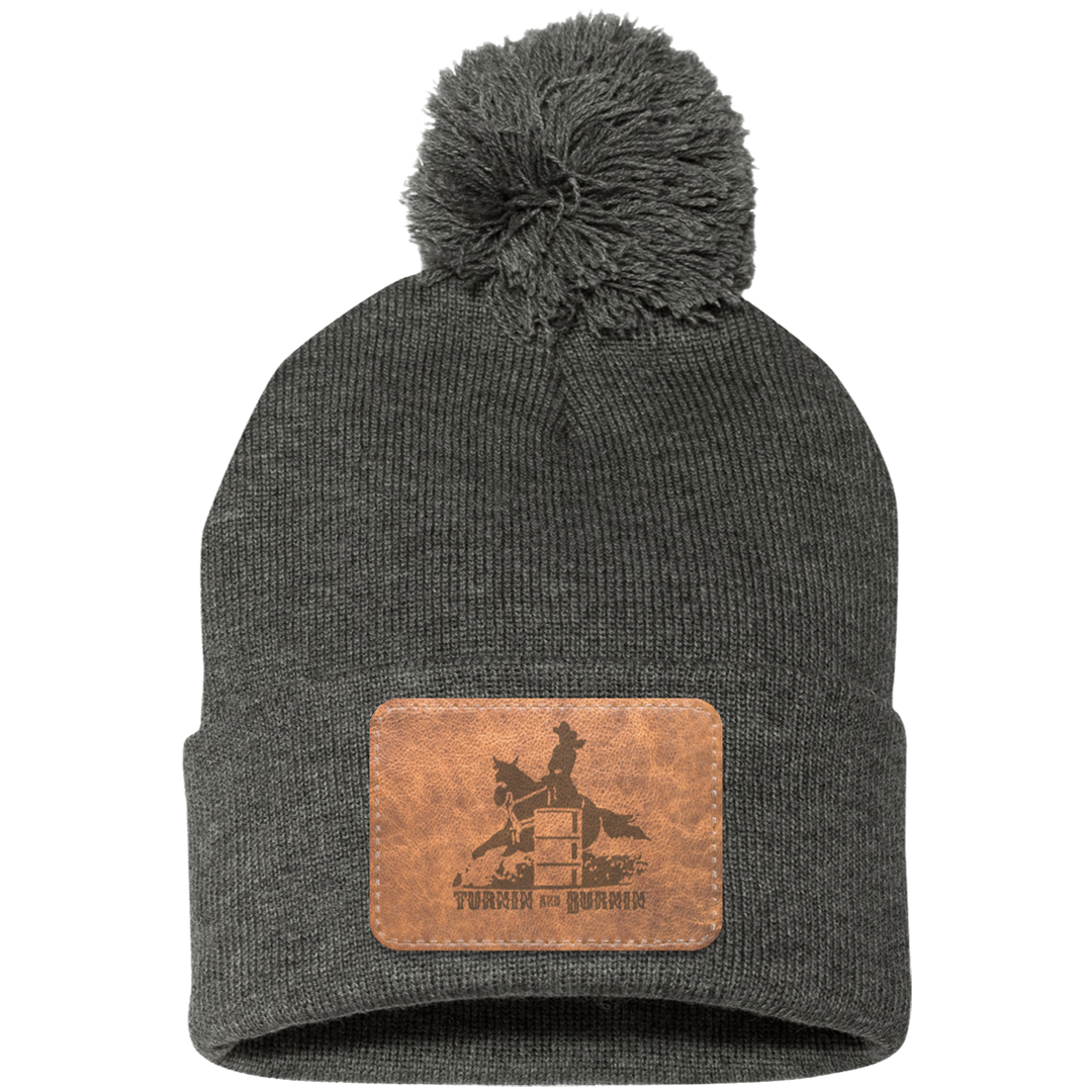 TURNIN AND BURNIN ON LEATHER SP15 Pom Pom Knit Cap - Patch