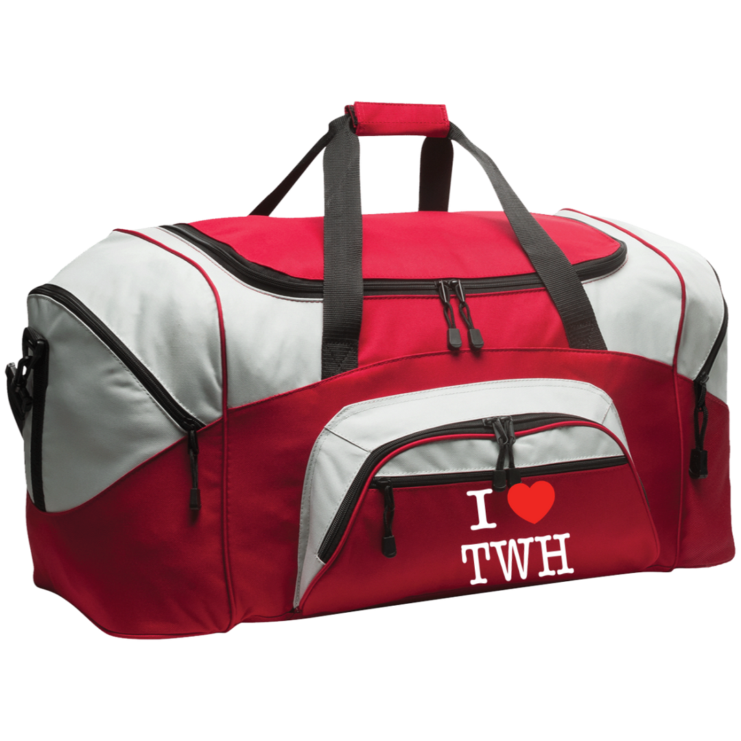 I LOVE TWH WHITE BG99 Colorblock Sport Duffel