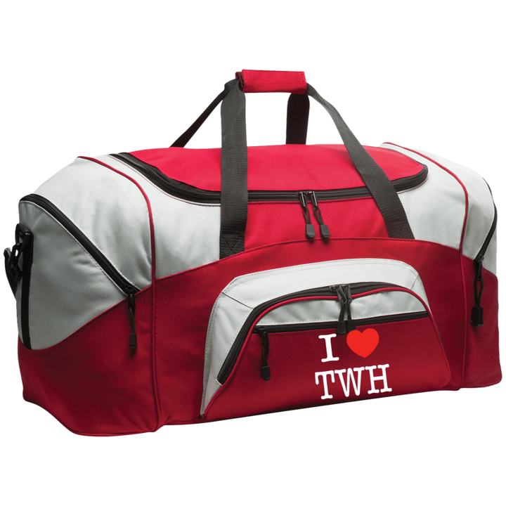 I LOVE TWH WHITE BG99 Colorblock Sport Duffel