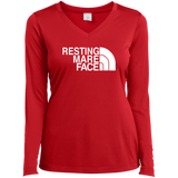 RESTING MARE FACE (white) LST353LS Ladies’ Long Sleeve Performance V-Neck Tee