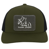 HUNTER JUMPER BLACK LEATHER 104C Trucker Snap Back - Patch