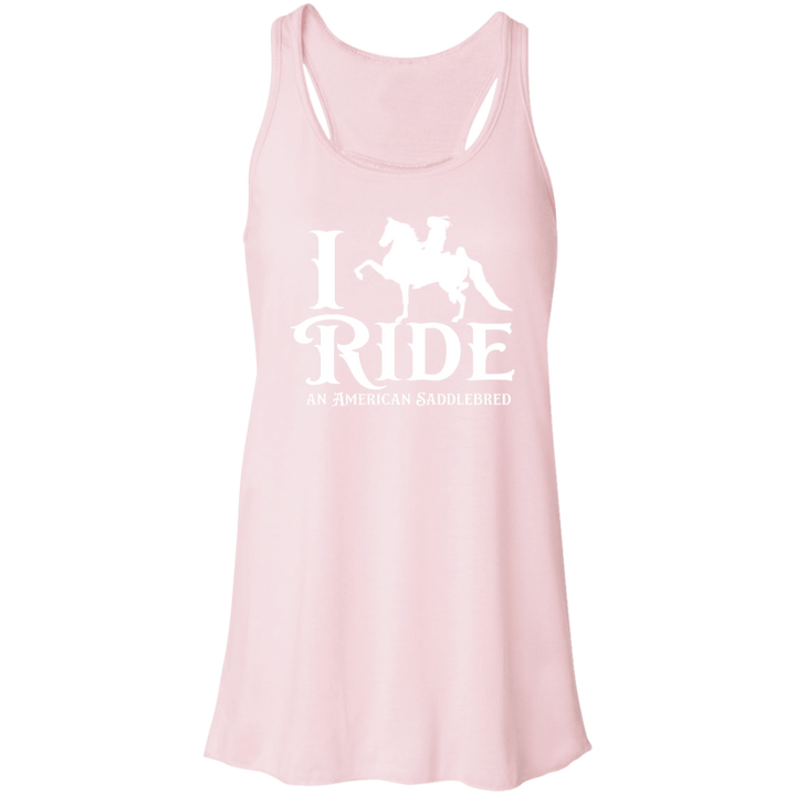 I RIDE AN AMERICAN SADDLEBRED (WHITE) B8800 Flowy Racerback Tank
