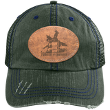TURNIN AND BURNIN ON LEATHER 6990 Distressed Unstructured Trucker Cap - Patch