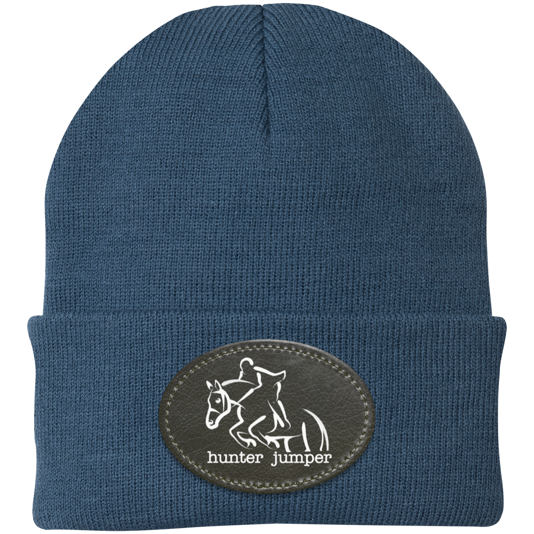 HUNTER JUMPER BLACK LEATHER CP90 Knit Cap - Patch