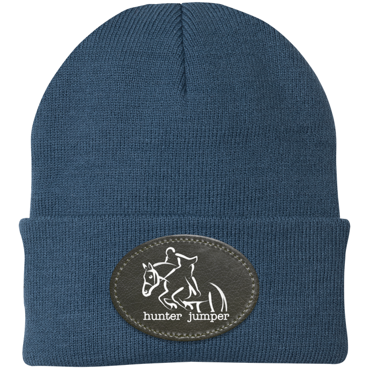 HUNTER JUMPER BLACK LEATHER CP90 Knit Cap - Patch