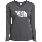 RESTING MARE FACE (white) LST353LS Ladies’ Long Sleeve Performance V-Neck Tee