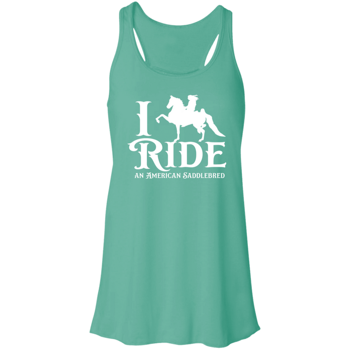 I RIDE AN AMERICAN SADDLEBRED (WHITE) B8800 Flowy Racerback Tank