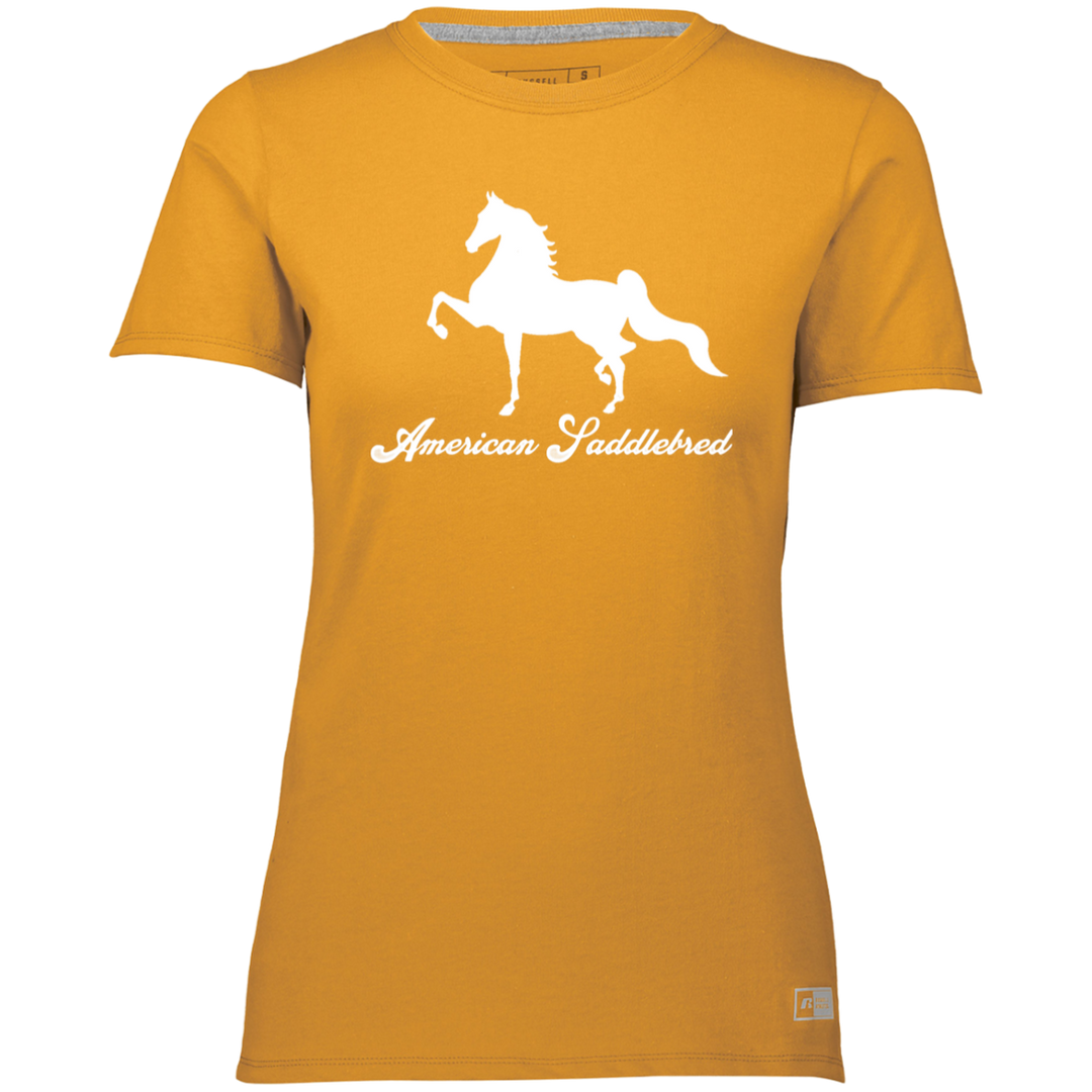 AMERICAN SADDLEBRED (DESIGN 1) WHITE 4HORSE 64STTX Ladies’ Essential Dri-Power Tee