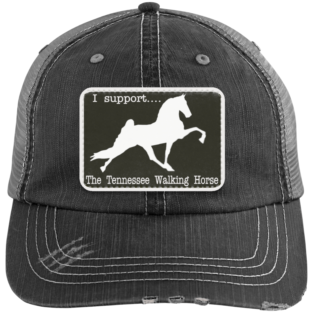 I SUPPORT THE TWH -RECTANGLE 6990 Distressed Unstructured Trucker Cap - Patch