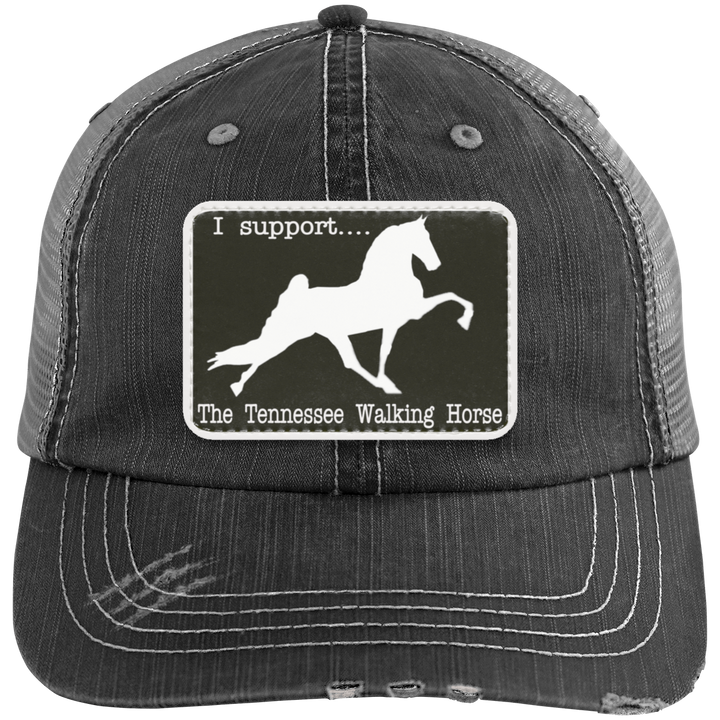 I SUPPORT THE TWH -RECTANGLE 6990 Distressed Unstructured Trucker Cap - Patch