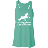 SITTIN TIGHT LOOKIN RIGHT TWH PERFORMANCE(WHITE) B8800 Flowy Racerback Tank