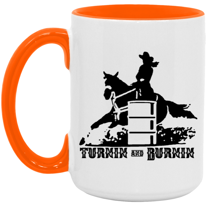 TURNIN AND BURNIN BARREL RACING 4HORSE AM15OZ 15oz. Accent Mug