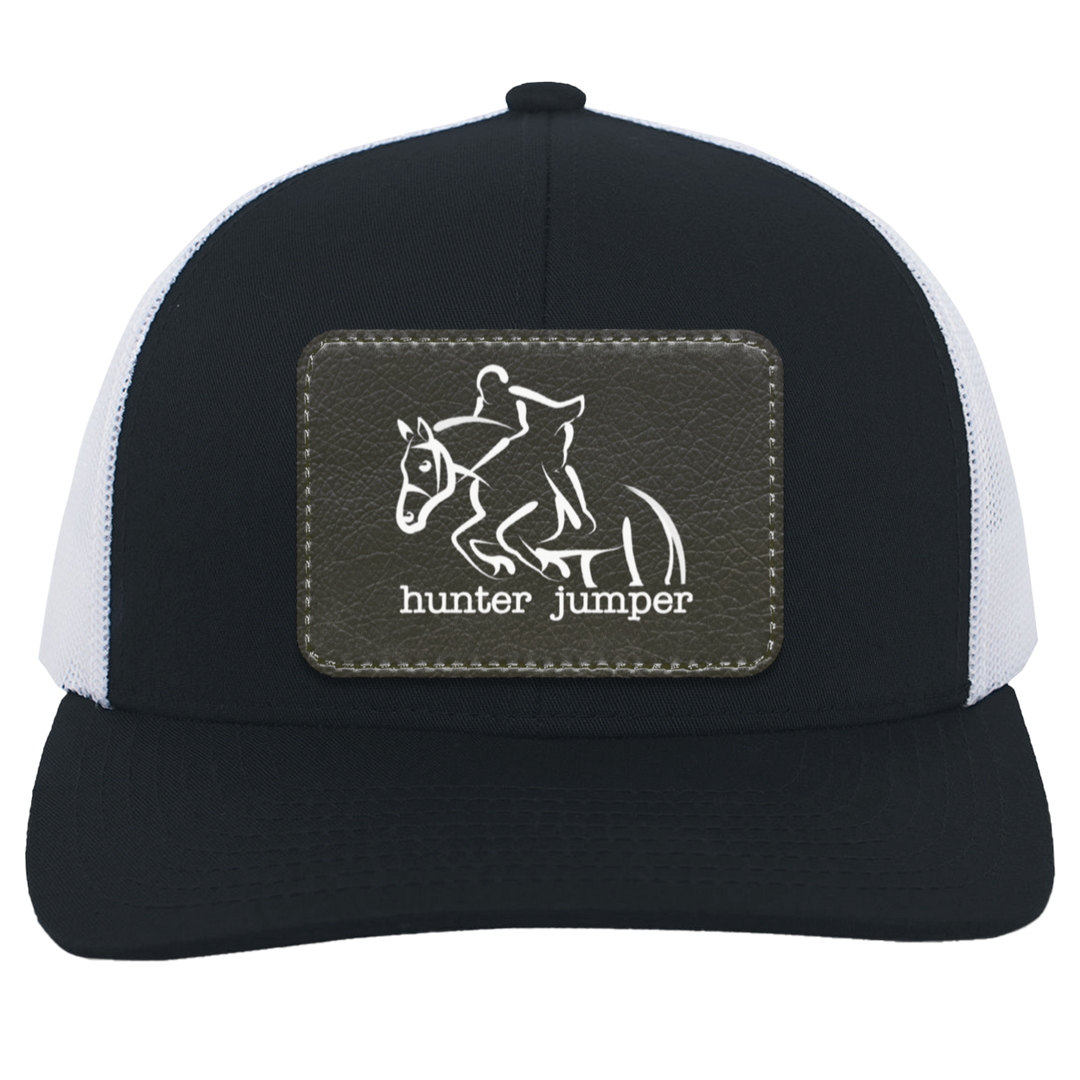 HUNTER JUMPER BLACK LEATHER 104C Trucker Snap Back - Patch