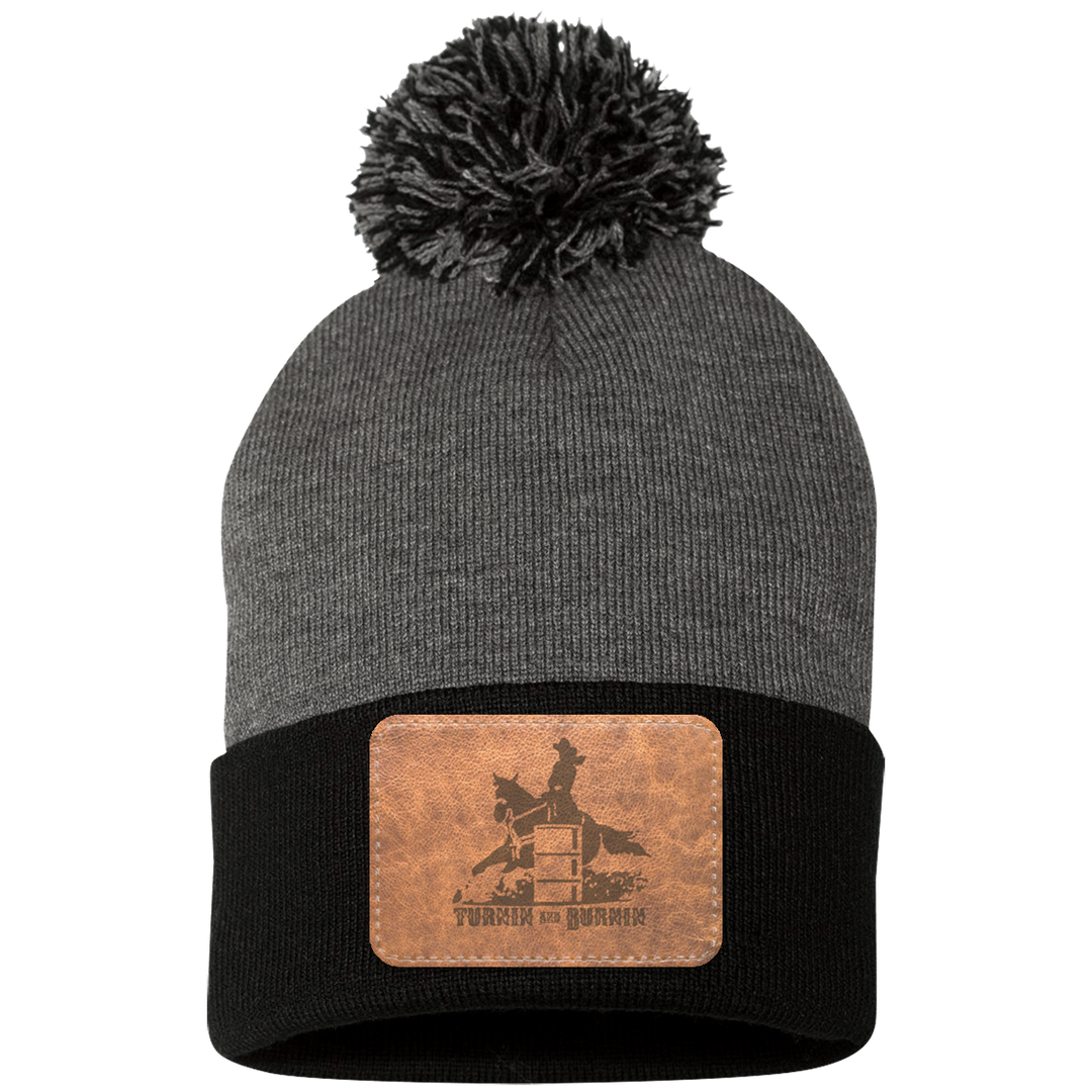 TURNIN AND BURNIN ON LEATHER SP15 Pom Pom Knit Cap - Patch