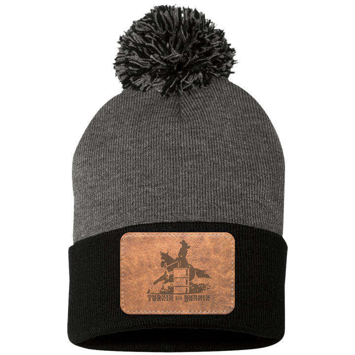 TURNIN AND BURNIN ON LEATHER SP15 Pom Pom Knit Cap - Patch