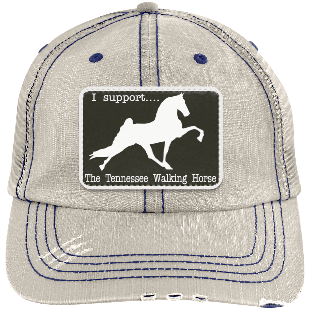 I SUPPORT THE TWH -RECTANGLE 6990 Distressed Unstructured Trucker Cap - Patch