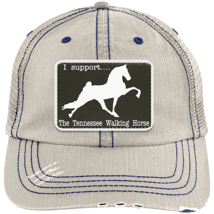 I SUPPORT THE TWH -RECTANGLE 6990 Distressed Unstructured Trucker Cap - Patch