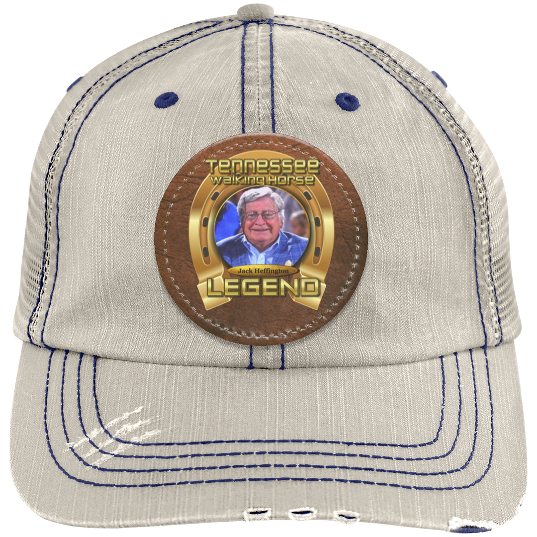 JACK HEFFINGTON (Legends Series) HAT 6990 Distressed Unstructured Trucker Cap - Patch